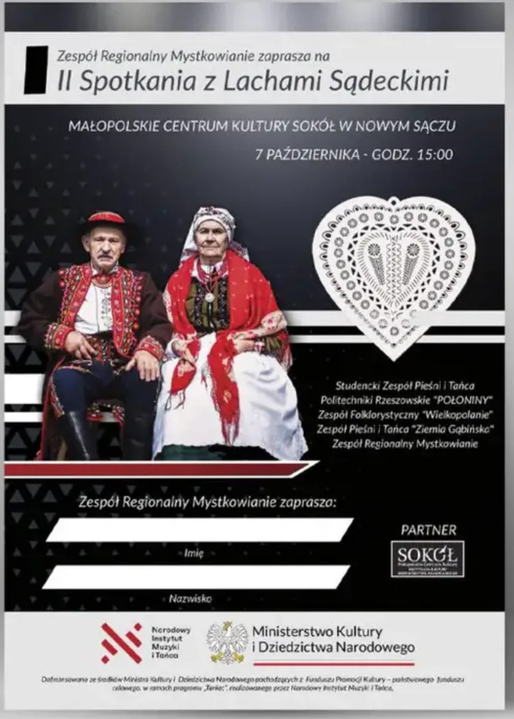 Plakat II Spotkania z Lachami Sądeckimi — projekt HoneyArt Studio przygotowany do druku